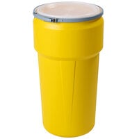 Eagle Manufacturing 1623M 20 Gallon Yellow Plastic Barrel Drum with Metal Lever-Lock