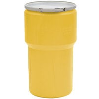 Eagle Manufacturing 1610M 14 Gallon Yellow Open Head Plastic Barrel Drum with Metal Lever-Lock