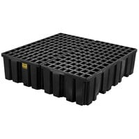Eagle Manufacturing 1640B Black Plastic Large Capacity 4 Drum Pallet with Drain