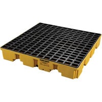 Eagle Manufacturing 1645 Yellow Plastic 4 Drum Pallet with Drain