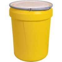 Eagle Manufacturing 1601M 30 Gallon Yellow Plastic Barrel Drum with Metal Lever-Lock
