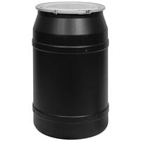 Eagle Manufacturing 1656MBLK 55 Gallon Black Straight-Sided Plastic Barrel Drum with Metal Lever-Lock