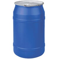 Eagle Manufacturing 1656MBBG2 55 Gallon Blue Plastic Barrel Drum with 2 inch x 2 inch Bung Holes and Metal Lever-Lock