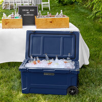 CaterGator CG65NVW Navy 65 Qt. Mobile Rotomolded Extreme Outdoor Cooler / Ice Chest