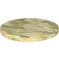 American Tables & Seating Round Yellow Green Faux Marble Super Gloss Resin Table Top