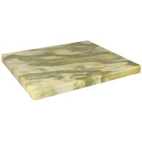 American Tables & Seating Square Yellow Green Faux Marble Super Gloss Resin Table Top