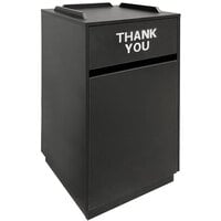 American Tables & Seating ATS-TR1-BLK 35 Gallon Black Melamine Receptacle Enclosure with THANK YOU Swing Door