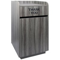 American Tables & Seating ATS-TR1-GRY 35 Gallon Gray Faux Wood Melamine Receptacle Enclosure with THANK YOU Swing Door