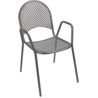 American Tables & Seating Dark Grey Powder-Coated Checker Metal Mesh Outdoor Chair