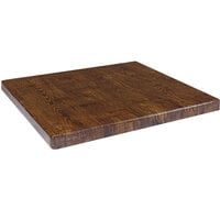 American Tables & Seating Square Vintage Walnut Faux Wood Super Gloss Resin Table Top