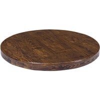 American Tables & Seating 30" Round Vintage Walnut Faux Wood Super Gloss Resin Table Top