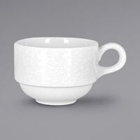 RAK Porcelain Blossom 7.8 oz. Ivory Embossed Porcelain Stackable Cup - 12/Case