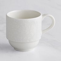 RAK Porcelain Bouquet 6.8 oz. Ivory Embossed Porcelain Stackable Cup - 12/Case