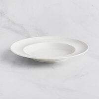 RAK Porcelain Bouquet 11 13/16" Ivory Embossed Wide Rim Porcelain Deep Plate - 6/Case