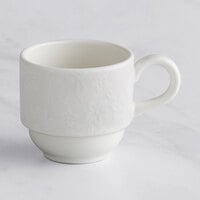 RAK Porcelain Bouquet 3.1 oz. Ivory Embossed Porcelain Stackable Espresso Cup - 12/Case