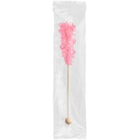 Roses Dryden and Palmer Pink Cherry Wrapped Rock Candy Swizzle Stick - 72/Case