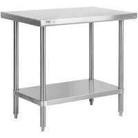 Regency 24" x 36" 16-Gauge 304 Stainless Steel Commercial Work Table with Undershelf