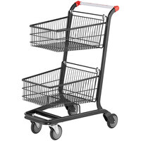Regency Supermarket Two-Tier Black Grocery Cart