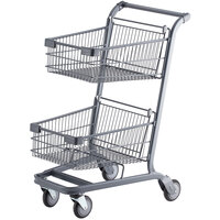 Regency Supermarket Two-Tier Gray Grocery Cart