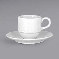 RAK Porcelain Choice 3.1 oz. Ivory Embossed Porcelain Stackable Espresso Cup - 12/Case