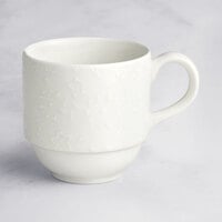RAK Porcelain Blossom 6.8 oz. Ivory Embossed Porcelain Stackable Coffee Cup - 12/Case