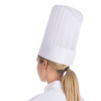 Royal Paper VCH12 12 inch Adjustable White Viscose Non-Woven Disposable Chef Hat - 10/Pack