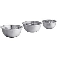 Choice Stainless Steel Standard Mixing Bowl Set with Silicone Bottom - XL - 3/Set