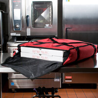 San Jamar PB25 26 inch x 25 inch x 6 inch Insulated Red Nylon Pizza Delivery Bag