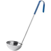 Choice 8 oz. One-Piece Stainless Steel Ladle with Blue Coated Handle