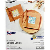 Avery® 22565 2 inch x 2 inch Glossy White Permanent Square Labels with Sure Feed Technology - 120/Pack