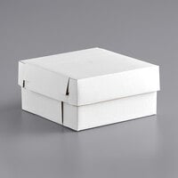 10 inch x 10 inch x 5 inch White Corrugated 2-Piece Bakery Box - 25/Case