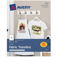 Avery® 8938 8 1/2 inch x 11 inch Fabric Transfers for Light Fabrics - 18/Pack