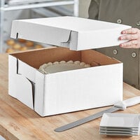 12 inch x 12 inch x 6 inch White Corrugated 2-Piece Bakery Box - 25/Case