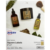 Avery® 22846 2 inch x 2 inch Kraft Brown Permanent Square Labels - 300/Pack