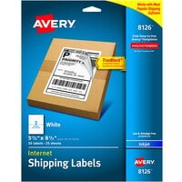 Avery® 8126 TrueBlock 5 1/2 inch x 8 1/2 inch White Permanent Internet Shipping Labels for Inkjet Printers - 50/Pack