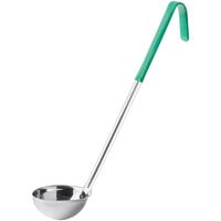 Choice 4 oz. One-Piece Stainless Steel Ladle with Green Coated Handle