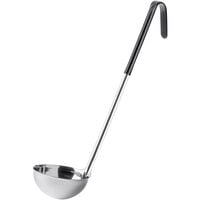 Choice 6 oz. One-Piece Stainless Steel Ladle with Black Coated Handle