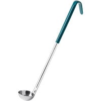 Choice 0.5 oz. One-Piece Stainless Steel Ladle with Teal Coated Handle