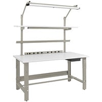 BenchPro Roosevelt Series 30 inch x 60 inch LisStat ESD Laminate Top Adjustable Workbench with Gray Light Frame / Base Frame and Round Front Edge RDC-3