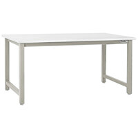 BenchPro Kennedy Series 24" x 60" Laminate Top Adjustable Workbench with Gray Frame and Round Front Edge KF2460