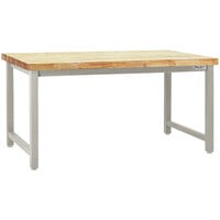 BenchPro Kennedy Series 30" x 48" Butcherblock Wood Top Adjustable Workbench with Gray Frame KW3048