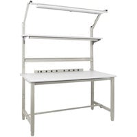 BenchPro Kennedy Series Laminate Top Adjustable Workbench Set with Gray Frame and Round Front Edge