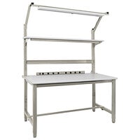 BenchPro Kennedy Series ESD LisStat Laminate Top Adjustable Workbench Set with Gray Frame and Round Front Edge