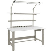 BenchPro Roosevelt Series 30 inch x 60 inch Formica Laminate Top Adjustable Workbench with Gray Light Frame / Base Frame and Round Front Edge RFC-3
