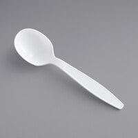 Visions White Heavy Weight Plastic Soup Spoon - Pack of 100