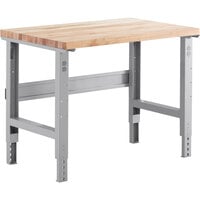 Lavex Industrial 30 inch x 48 inch Adjustable Height Heavy-Duty Workbench With Square Edge Maple Top