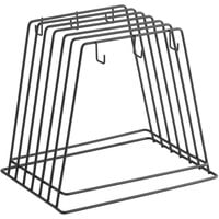 Choice 6-Slot Black Wire Cutting Board Storage Rack with Hooks