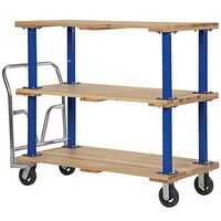 Vestil VHPT/TD-2754 27 inch x 54 inch Triple Deck Hardwood Platform Cart - 1600 lb. Capacity