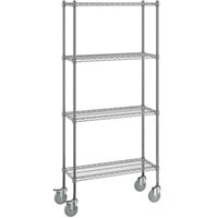 Steelton 14 inch x 36 inch NSF Chrome 4-Shelf Kit with 72 inch Posts and Casters