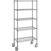 Steelton 18" x 36" NSF Chrome 5-Shelf Kit with 72" Posts and Casters